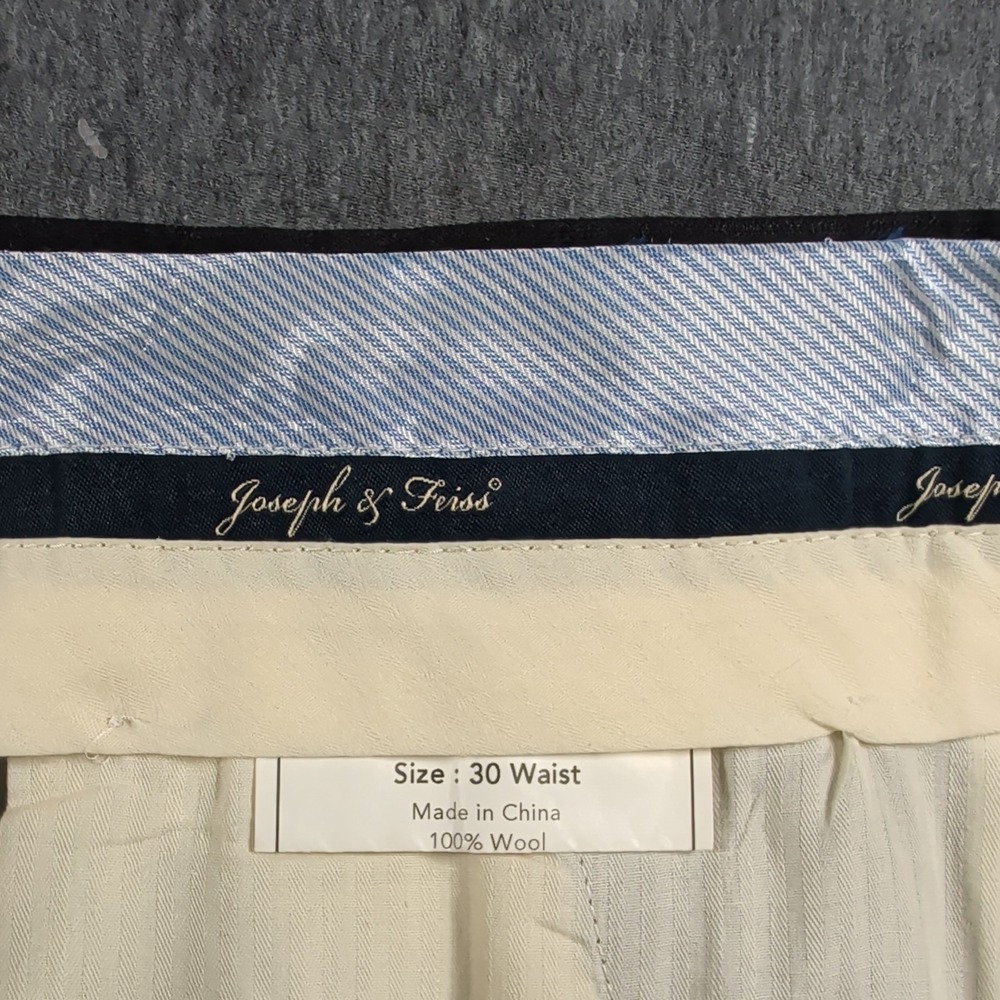 Joseph Feiss 29x29 Navy Blue Wool Pleated Cuffed Pinstripe Baggy Dress Pants EUC - Picture 8 of 9